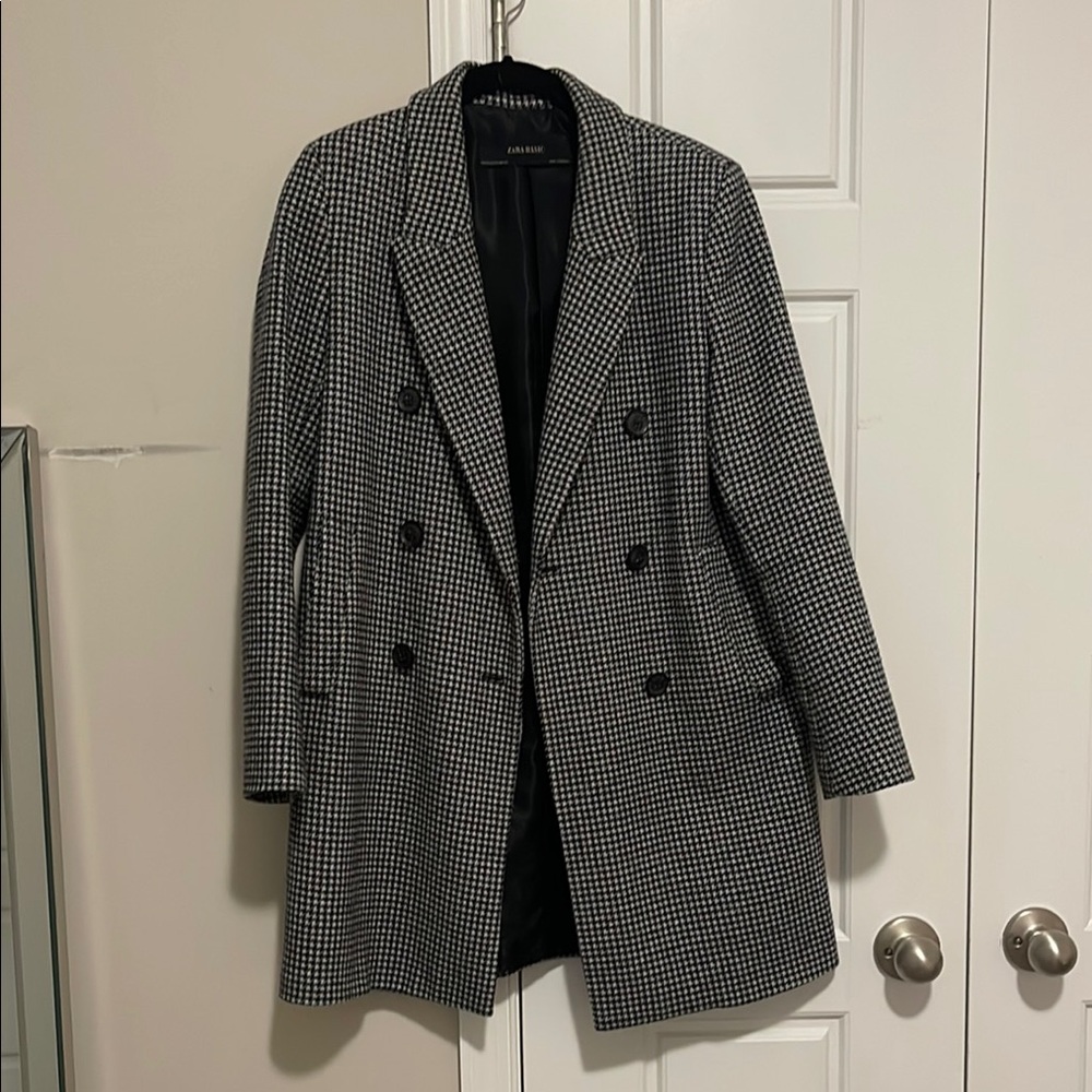 Zara Black and White Checkered Blazer